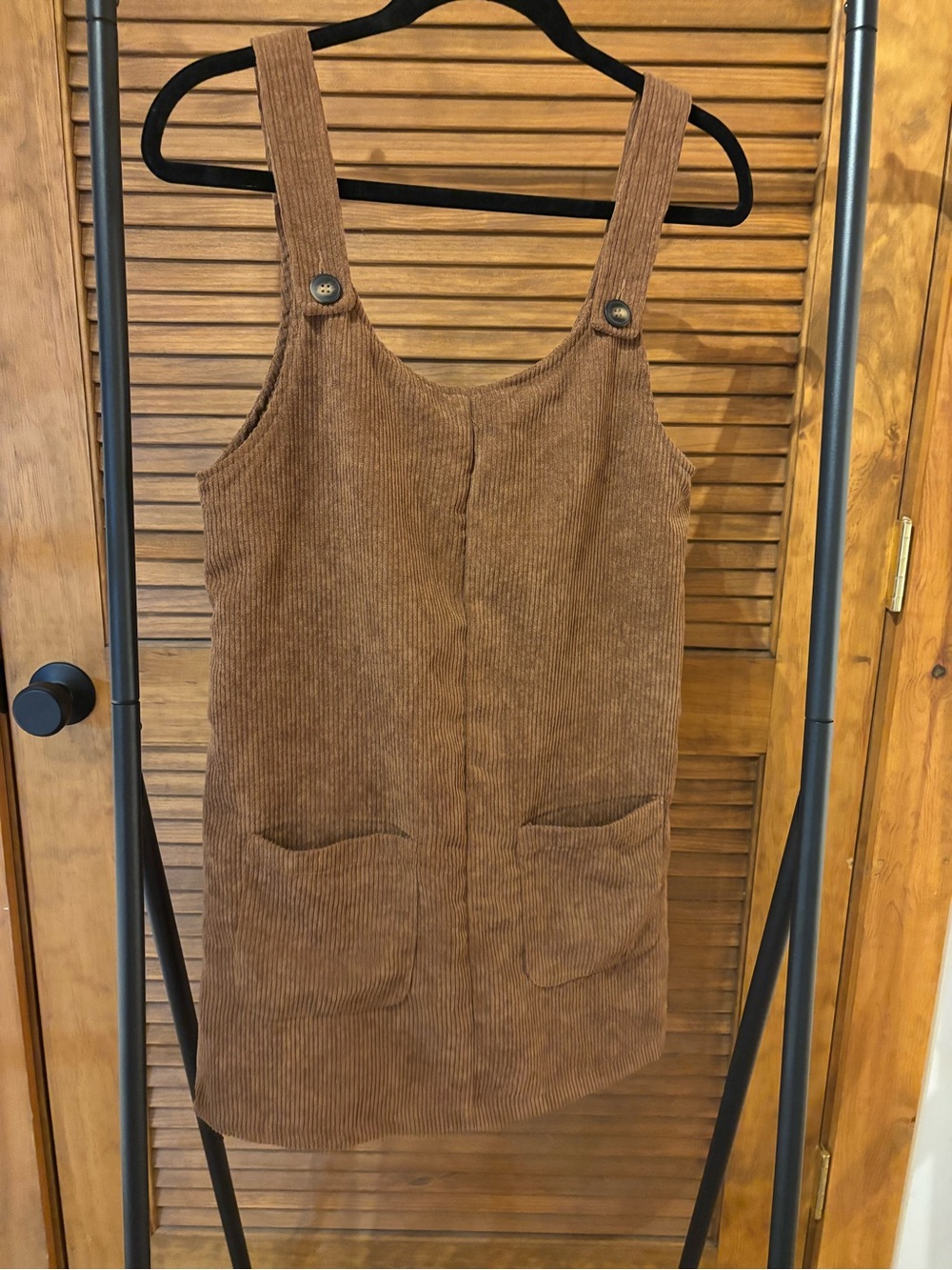 SHEIN Brown Corduroy Pinafore Dress